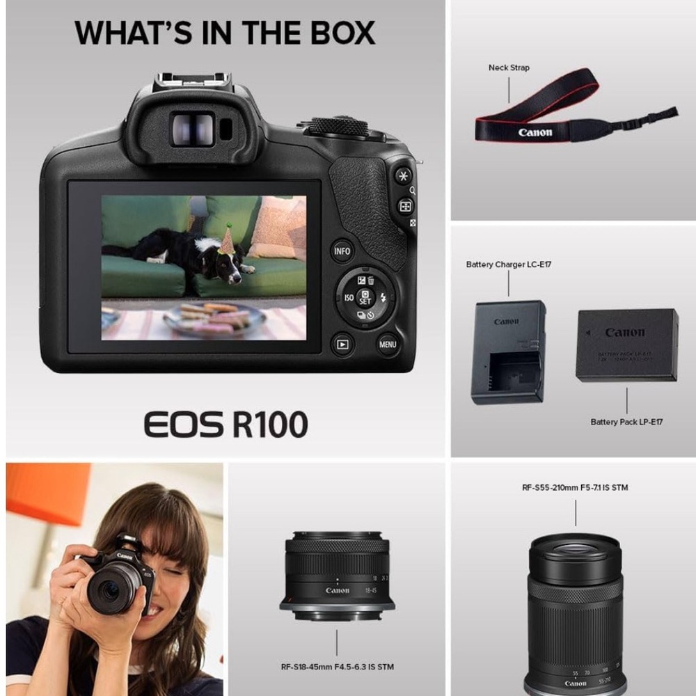 Canon EOS R100 Mirrorless Camera RF-S18-45mm - Picture 8 of 16